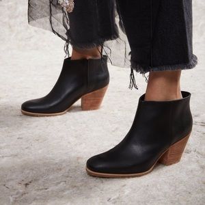 Rachel Comey Mars Black Leather Stack Heel Booties, Size 8.5